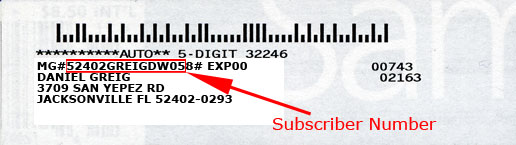 Hightlighted Subscriber Number