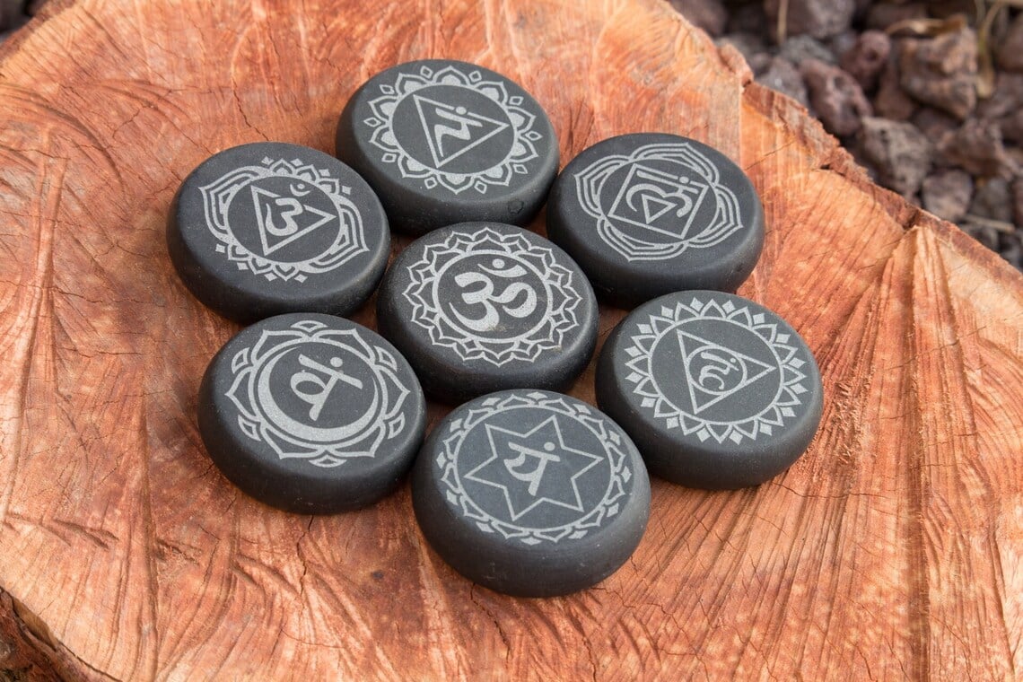 7 Chakra Basalt stone set
