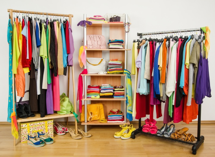 organized racks of clothes