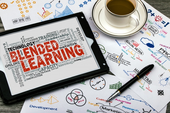 blended learning word cloud with related tags