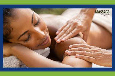Featured image for an article about decreasing the stigma around physical pain. Image os woman receiving a massage.