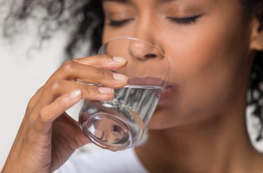female drinking water
