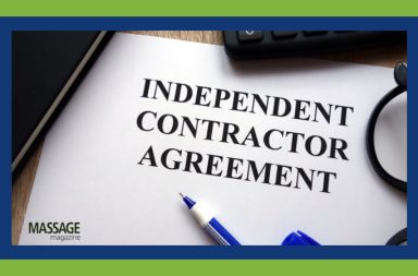 Featured image for a blog about independent contracting as a massage therapist. Image of an independent contractor agreement.