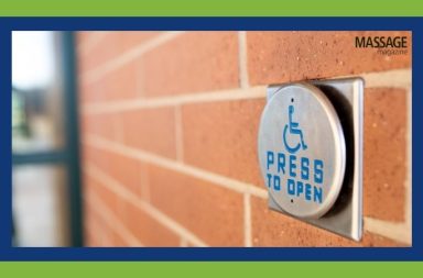 Featured image for a blog about ADA compliance in the massage industry. Image of an accessible entrance.