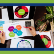 Image for an article about creating a successful marketing plan. Image of person comparing digital and physical marketing components.