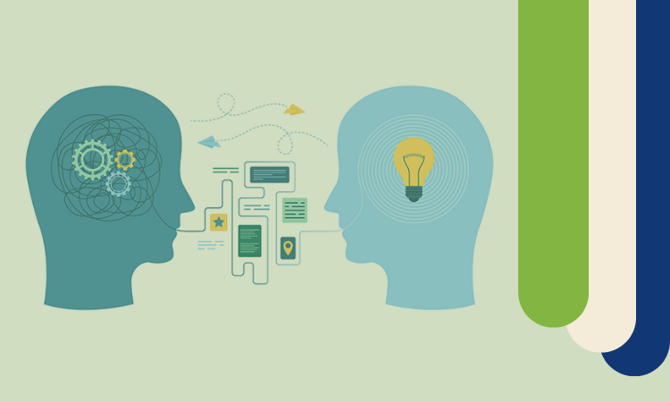 featured image for a blog about navigating massage therapy terminology. Image of 2 people sharing knowledge
