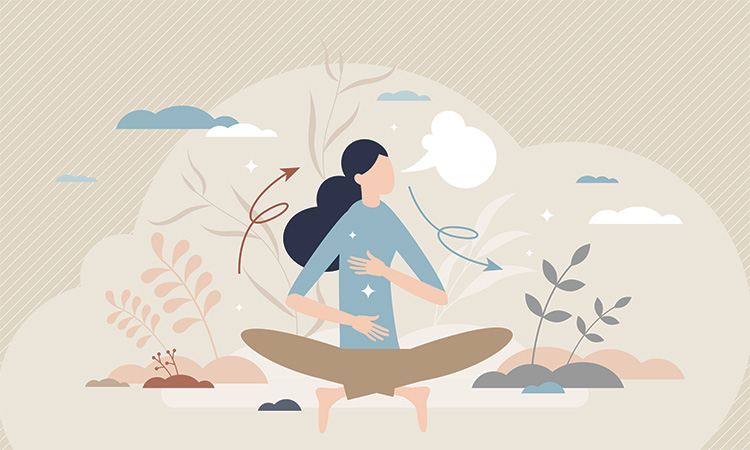 drawing of a woman meditating