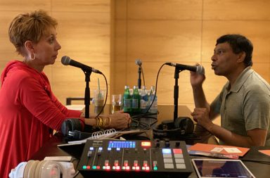 recording a podcast
