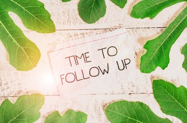 note that says 'time to follow up' on getting a massage