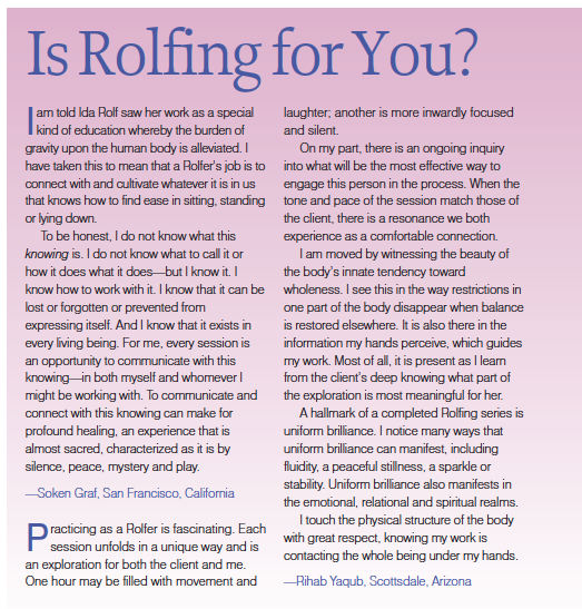 is rolfing for you?