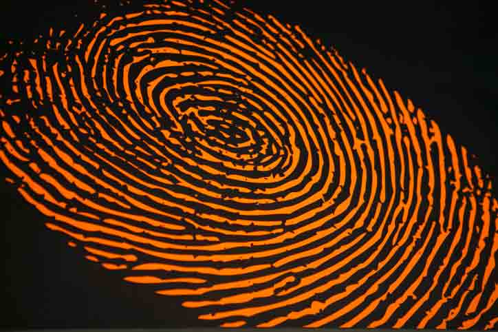 Orange fingerprint on black background